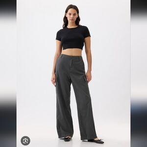 Women's GAP Loose Khaki Cargo Charcoal Gray Pants Size 12